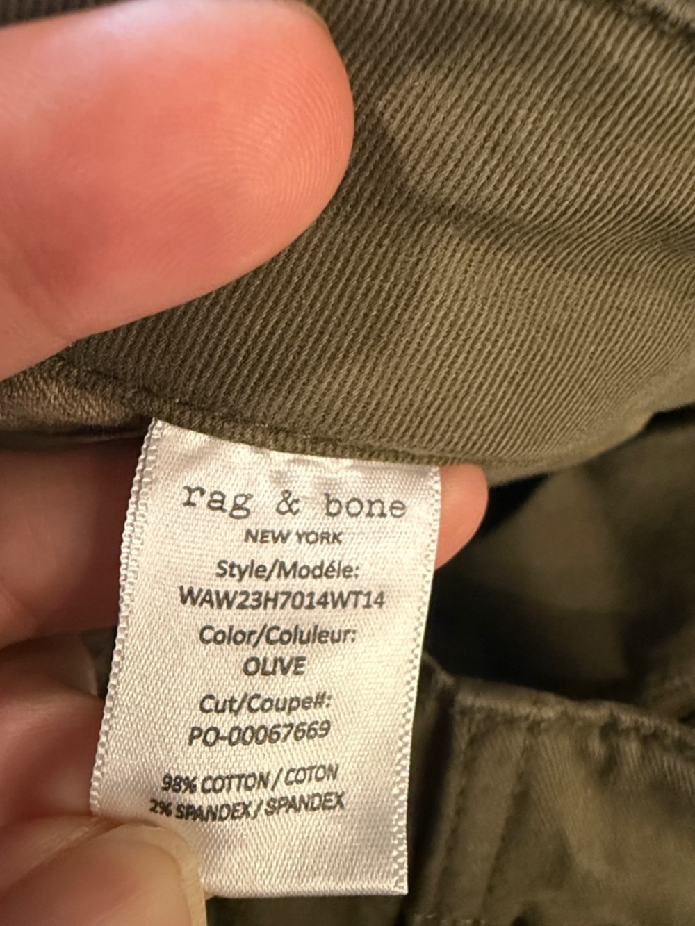 NEW Rag & Bone High Rise Wide Leg Chino Pants Trousers in Olive Color. Size 8. - Picture 15 of 16